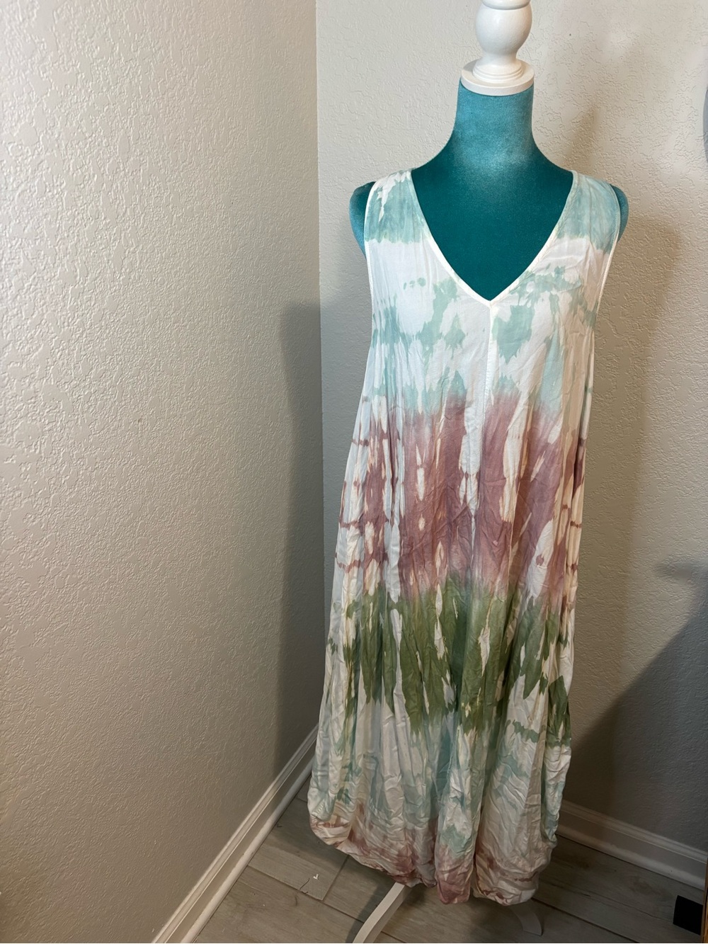 Mud Pie Fisherman Cottagecore Rayon Tie Dye Maxi Dress S